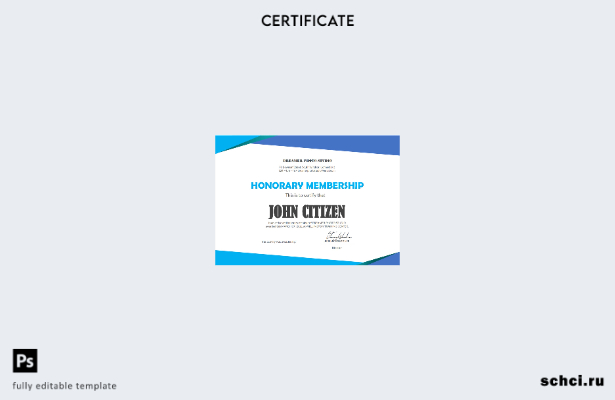цифровая загрузка шаблона сертификата почетного членства США в формате Word